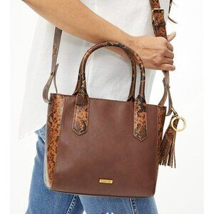 NEW Rachel Zoe Brown Snake-Embossed Livie Tote Bag